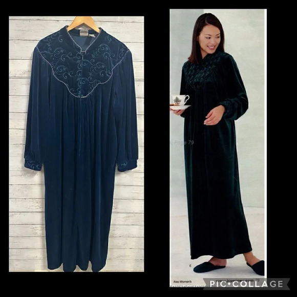 Vintage JCPenney Delicates Velour Elegant Long Gown/Robe - Picture 1 of 7